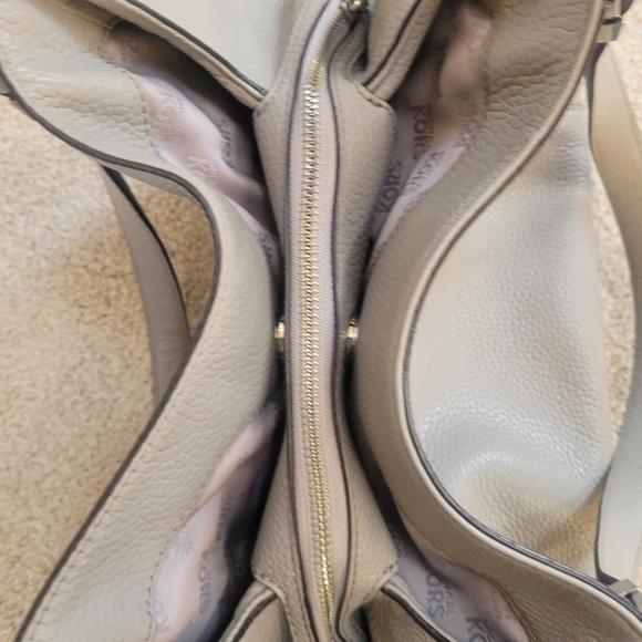 Michael Kors Soft Pebbled Leather Triple Compartment Gray Leather Satchel Purse - Picture 6 of 11